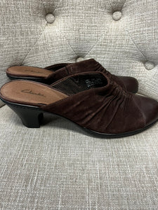 Clarks Leather Heeled Mules (Size 10)