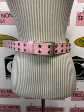 Load image into Gallery viewer, Pink Double Grommet Leather Belt (Adjustable Sizing)
