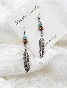 Feather Boho Drop Earrings