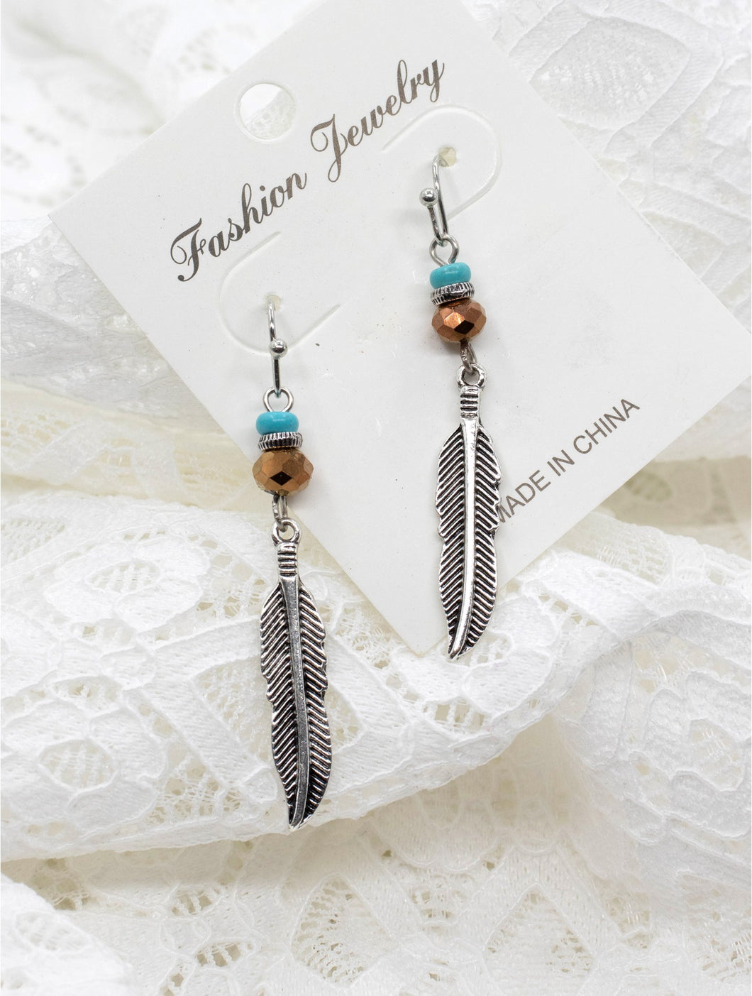 Feather Boho Drop Earrings