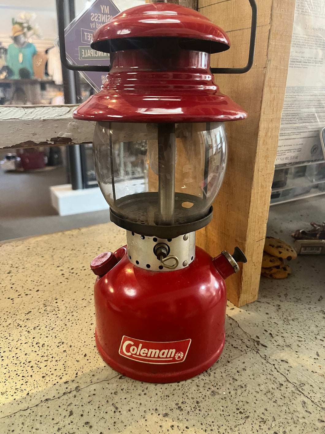 Antique Red Coleman Kerosene Lamp