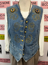 Load image into Gallery viewer, Vintage Mondi Embellished Denim Vest (Size S/M)
