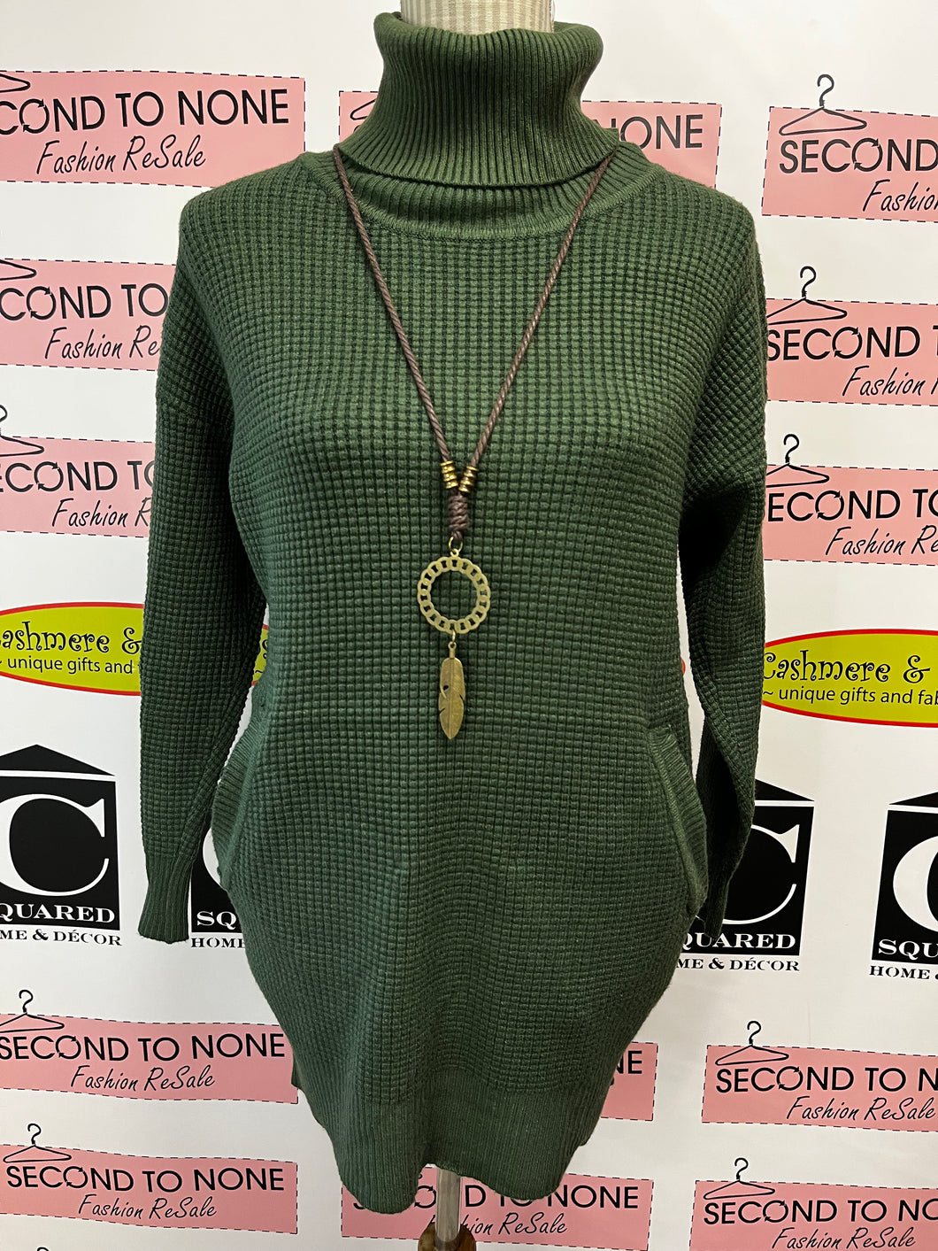 Waffle Knit Turtleneck Tunic