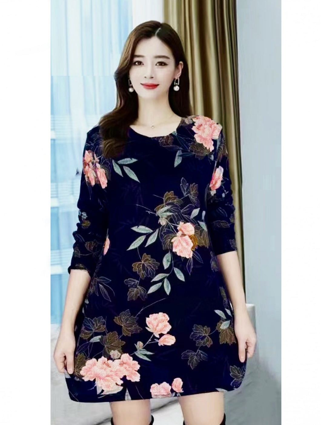 Navy Floral Tunic (One Size)