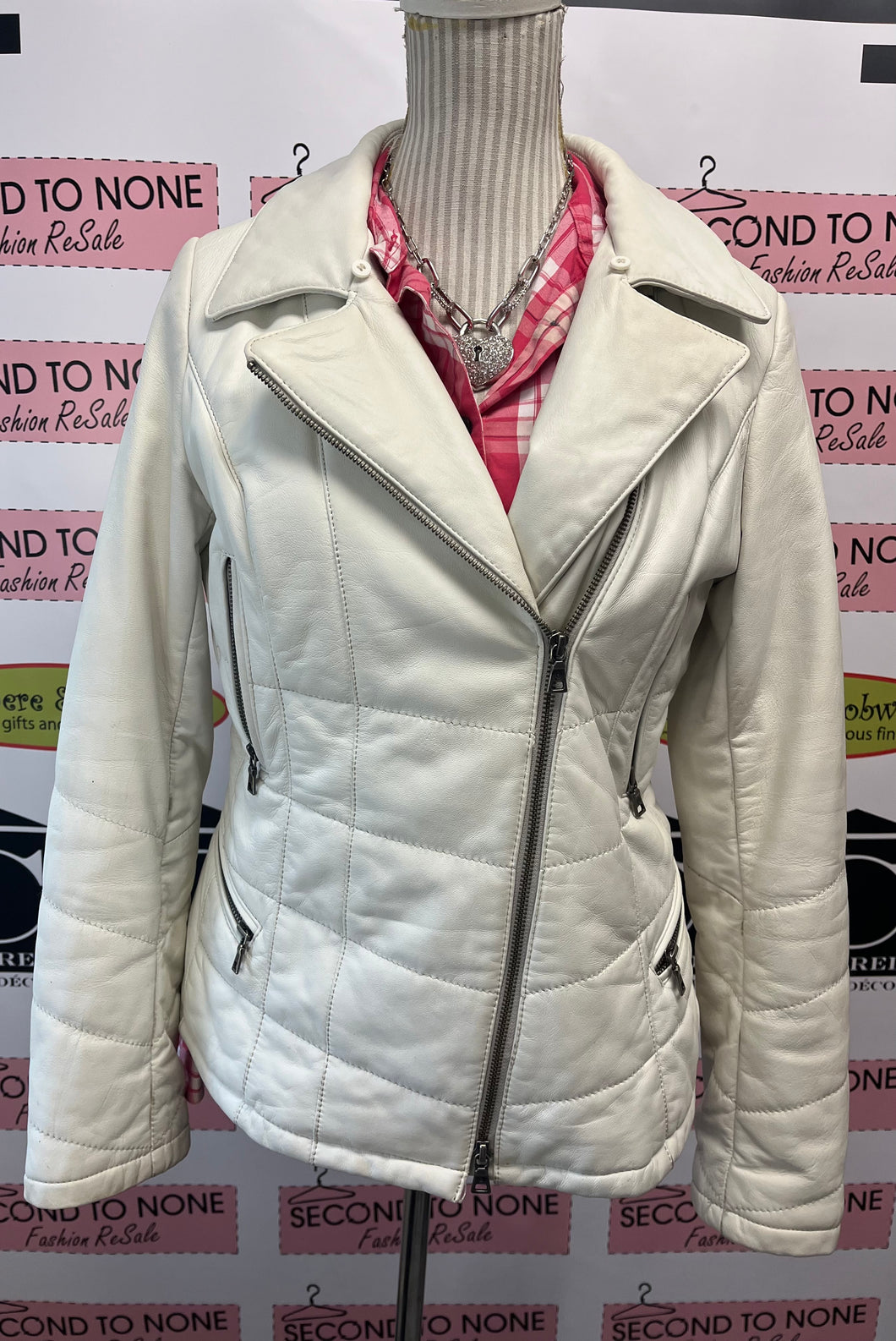 Danier Winter White Leather Jacket (Size S)