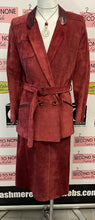 Load image into Gallery viewer, Vintage Red Leather &amp; Snake Skin Jacket &amp; Skirt Set (Size 10)
