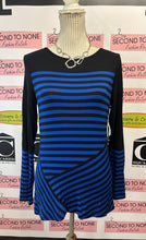 Load image into Gallery viewer, NWT Vince Camuto Blue &amp; Black Striped Top (Size S)
