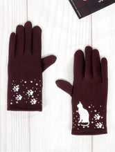 Cargar imagen en el visor de la galería, Cat Print Rhinestone &amp; Pearl Gloves (2 Colours)
