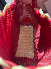 Cargar imagen en el visor de la galería, Red Plastic Wicker Market Bag
