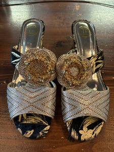 Embellished Golden Kitten Heel (Size 36)