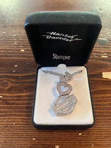 I Heart Harley Davidson Sterling Silver Gem Necklace