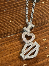 Load image into Gallery viewer, I Heart Harley Davidson Sterling Silver Gem Necklace
