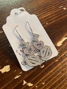 I Heart Harley Davidson Sterling Silver Gem Earrings