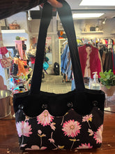 Load image into Gallery viewer, Black Floral Tote Purse
