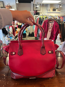 Karla Hanson Red Snakeskin Print Purse