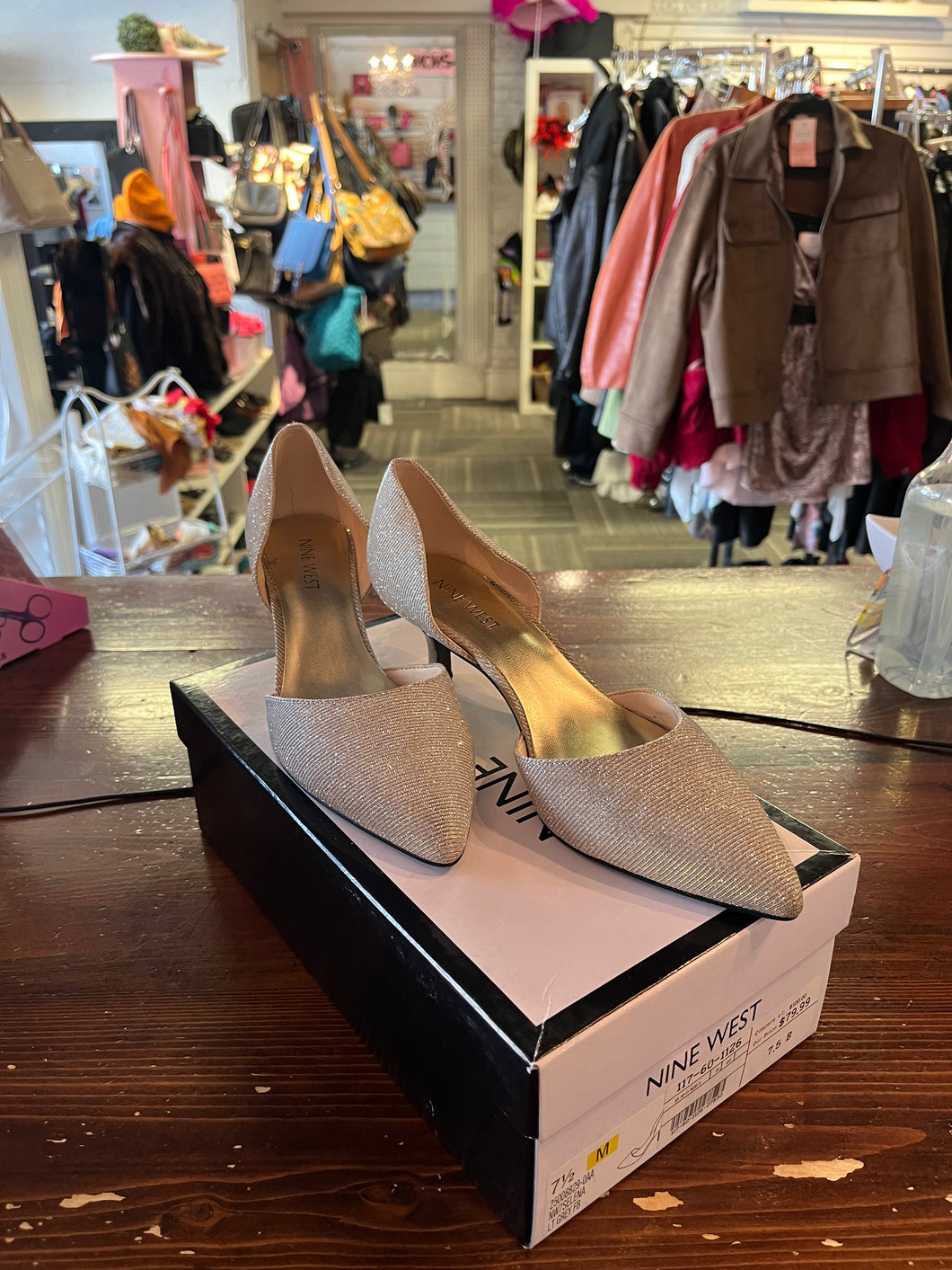 Nine West Gold Sparkly Heels with Box (Size 7.5)
