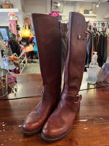 Naturalizer Wide Calf Brown Leather Riding Boots (Size 7.5)
