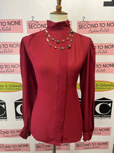 Load image into Gallery viewer, Vintage Pleated Front Button Neck Blouse (Size 12)
