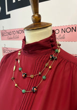 Load image into Gallery viewer, Vintage Pleated Front Button Neck Blouse (Size 12)
