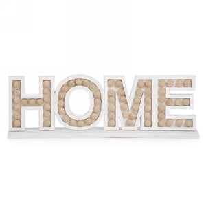 White “HOME” Sign with Beads
