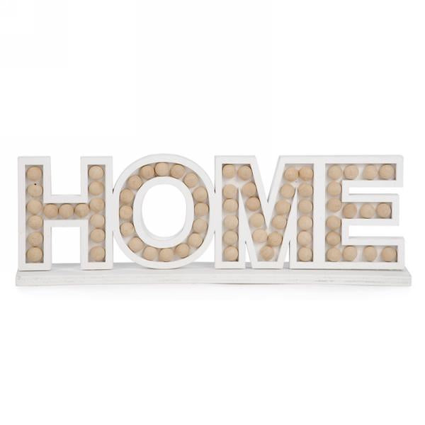 White “HOME” Sign with Beads