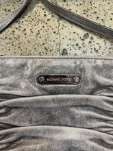 Load image into Gallery viewer, Michael Kors Ruched Convertible Silver Clutch
