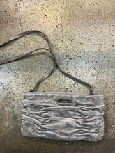 Load image into Gallery viewer, Michael Kors Ruched Convertible Silver Clutch

