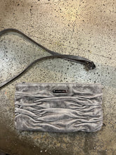 Load image into Gallery viewer, Michael Kors Ruched Convertible Silver Clutch
