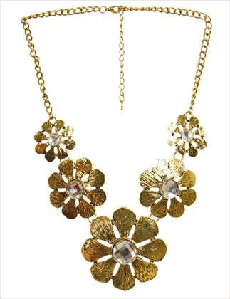 Gold Metal Flowers Necklace