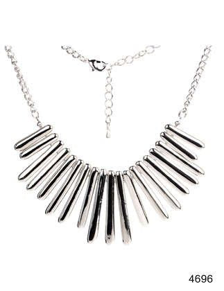 Silver Metal Spikes Necklace