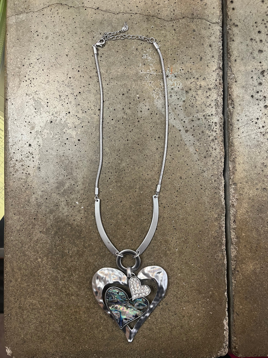 Oil Puddle Silver Heart Necklace