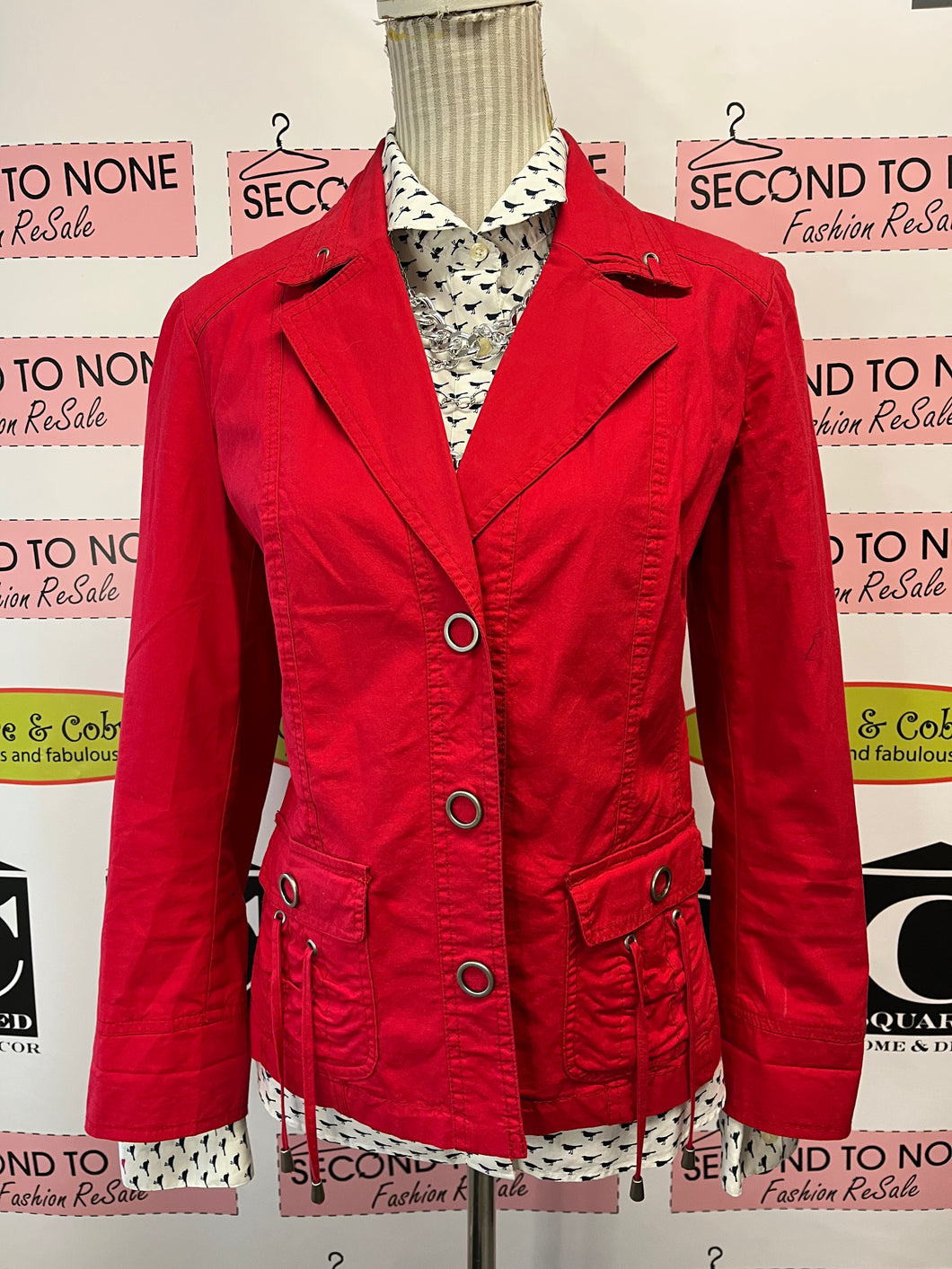 Cherry Red Snap Front Casual Jacket (Size 12P)