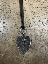 Load image into Gallery viewer, Black Sparkly Heart Long Pendant Necklace
