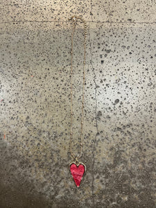Red & Gold Dainty Heart Necklace