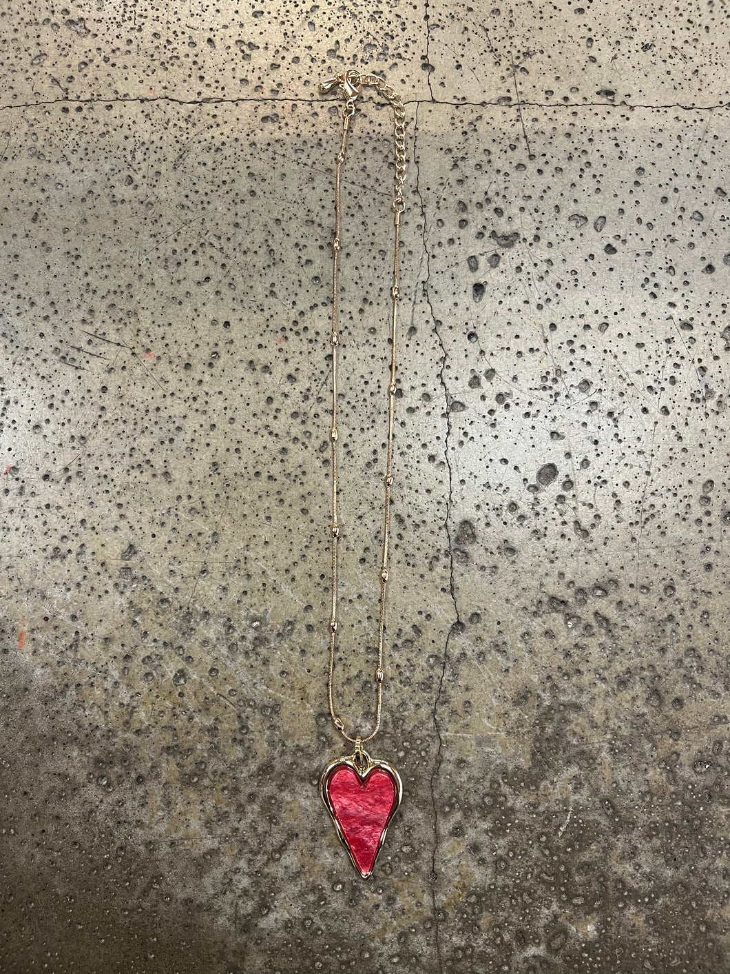 Red & Gold Dainty Heart Necklace