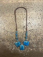 Load image into Gallery viewer, Teal Ceramic Adjustable Beaded Necklace

