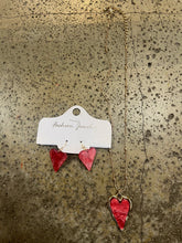 Load image into Gallery viewer, Sparkly Red Heart Dangle Earrings
