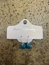 Load image into Gallery viewer, Teal Ceramic Bead Dangle Earrings
