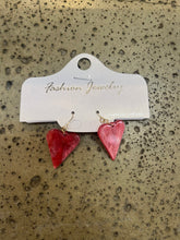 Load image into Gallery viewer, Sparkly Red Heart Dangle Earrings
