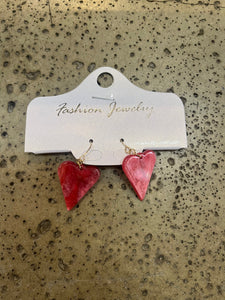 Sparkly Red Heart Dangle Earrings
