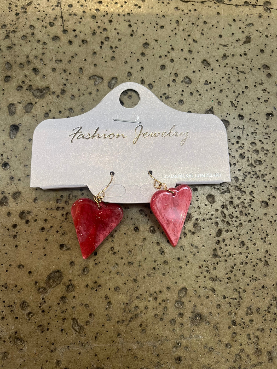 Sparkly Red Heart Dangle Earrings