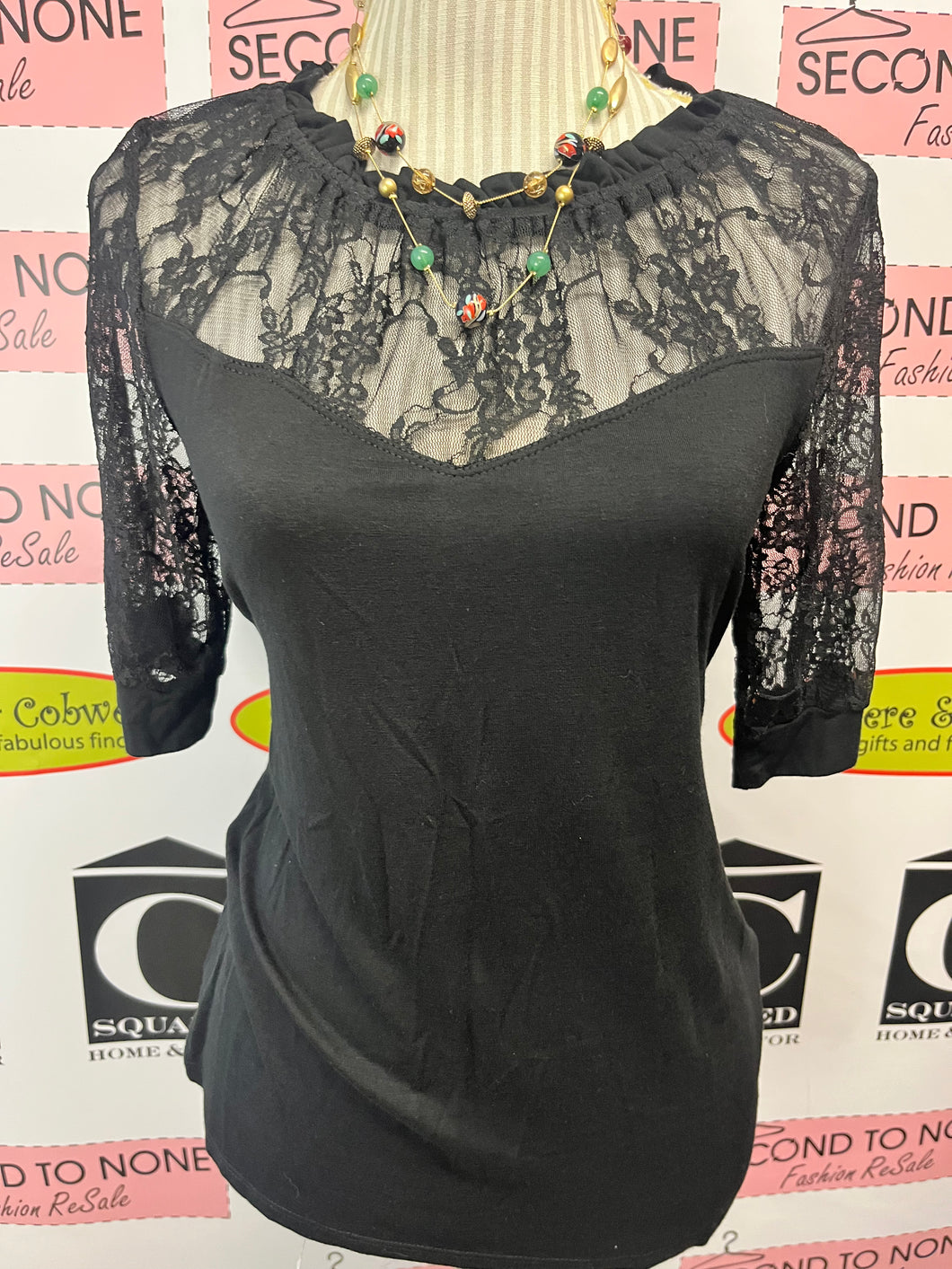 Black Half Lace T-Shirt
