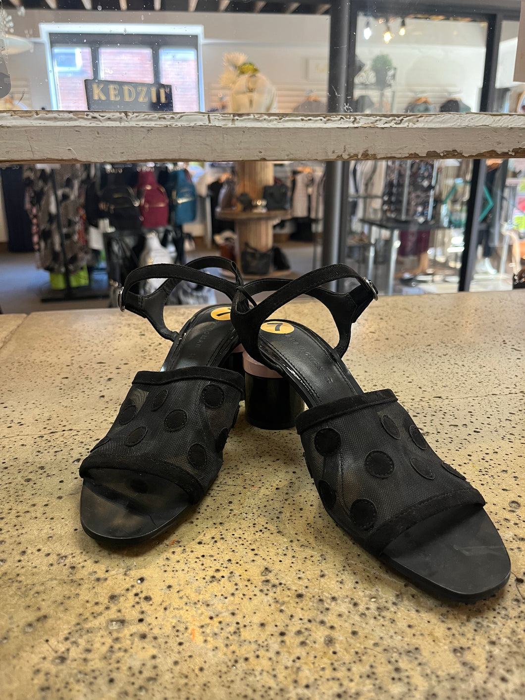 Zara Mesh Polka Dot Heels (Size 7)