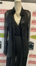 Load image into Gallery viewer, Olsen Europe Silk Sheer Sequin Blouse (Size M)
