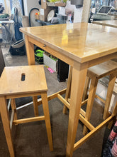 Load image into Gallery viewer, Ikea 3-Piece Bar-Height Table &amp; Stools
