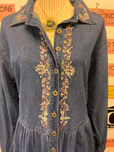 Load image into Gallery viewer, Vintage Deep Blue Denim Embroidered Maxi Dress (Size XL)
