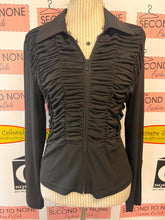 Charger l'image dans la galerie, Joseph Ribkoff Black Ruched Front Zip Top (Size 12)
