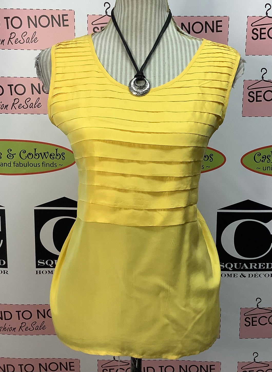 CHAGALL Yellow Silk Sleeveless Top (Size 16)