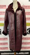 Load image into Gallery viewer, Vintage Plum Leather Long Trench Coat (Size 16W)
