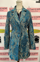 Cargar imagen en el visor de la galería, Early 2000s DKNY Teal Paisley Coat (Size S)
